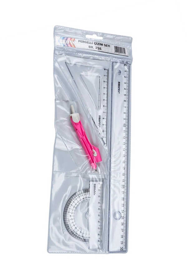 Brons Pergelli Çizim Takımı Cetvelli 30 Cm Br-216
