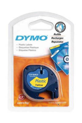 Dymo Letra Tag Plastik Sarı Etiket 12 mm x 4 M 59423 - 1