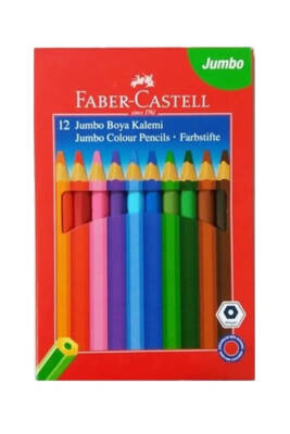 Faber Castell Kuru Boya Kalemi Jumbo 12'li 7738 - 1