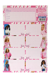 Gıpta Barbie Ders Programlı Okul Etiketi 3'lü - Gıpta