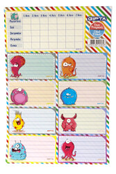 Gıpta-Boys Ders Programı Okul Etiket 3 Yaprak 16 x 24 cm Sevimli Karakterler - Gıpta