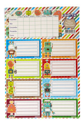 Gıpta-Boys Ders Programı Okul Etiket 3 Yaprak Robot 16 x 24 cm Robot - Gıpta