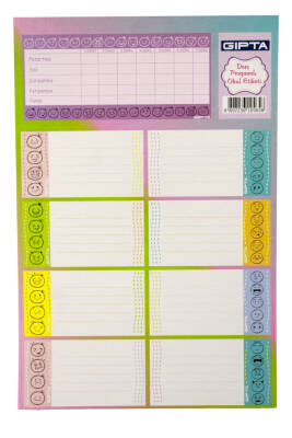 Gıpta-Gırls Ders Programı Okul Etiket 3 Yaprak 16 x 24 cm Emoji - 1