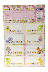 Gıpta-Gırls Ders Programı Okul Etiket 3 Yaprak 16 x 24 cm Hayvanlar - Gıpta