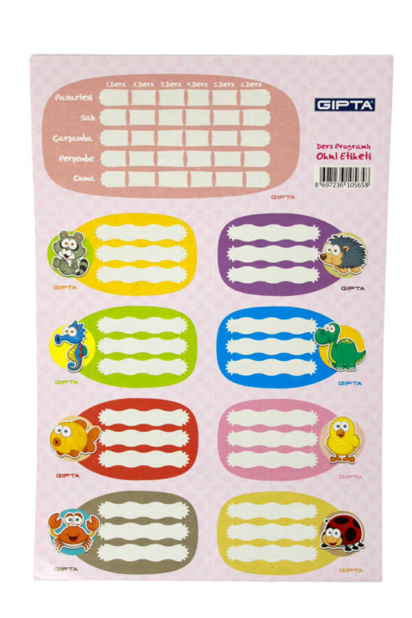 Gıpta-gırls Ders Programı Okul Etiket 3 Yaprak 16 X 24 Cm Sevimli Karakterler