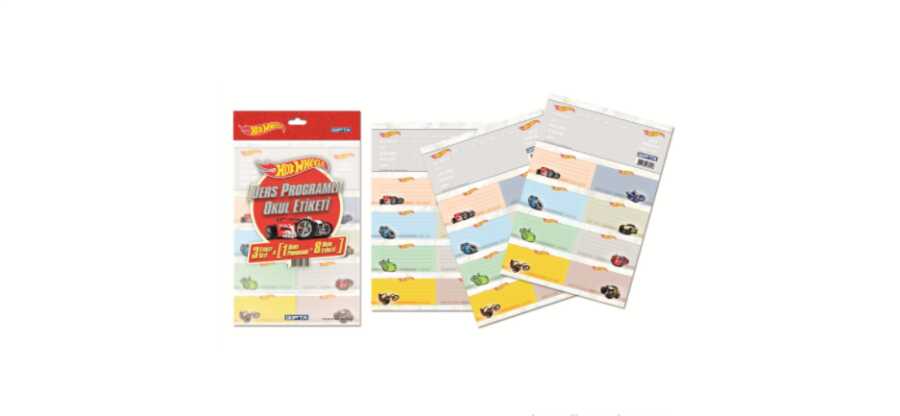 Gıpta Hot Wheels Ders Programlı Okul Etiketi 3