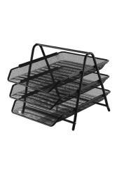 Inox File Siyah 3'lü Evrak Rafı Seti - Inox