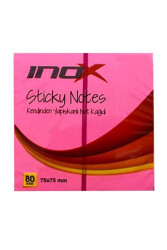 Inox Not Kağıdı Fosforlu Pembe 80 Yaprak 75 x 75 mm No:2335 - Inox