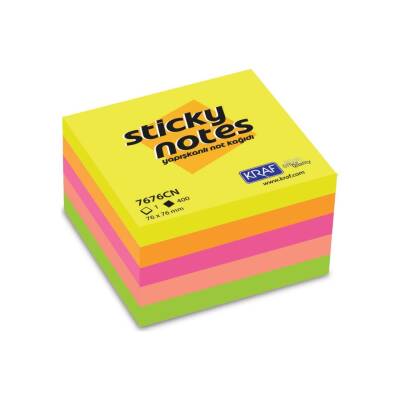 Kraf 76 x 76 mm Neon Renkli 100 Yaprak Post-It - 1