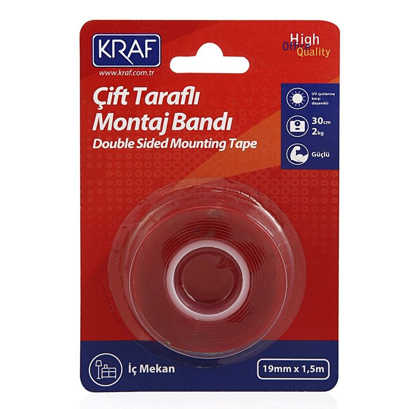 Kraf Montaj Bandı Çift Taraflı 19 Mm X 1.5 M 2530g