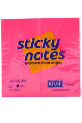 Kraf Yapışkanlı Not Kağıdı 76 x 76 Neon Pembe - 2