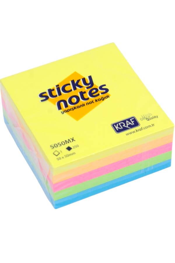Kraf Yapışkanlı Not Kağıdı Küp 50 X 50 250 Yaprak Mixed