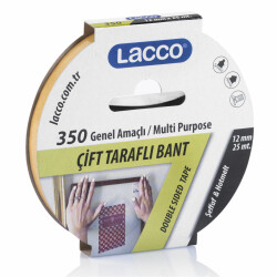 Lacco Hotmelt Çift Taraflı Bant 12 mm x 25 M - Lacco