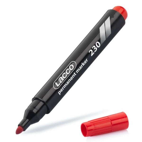 Lacco 230 Kırmızı Permanent Yuvarlak Uç Markör - 1