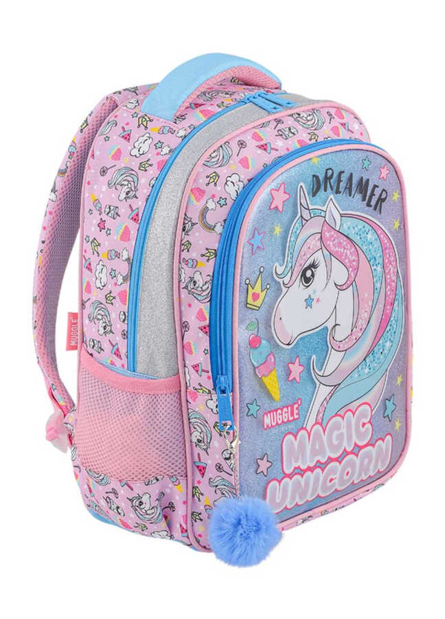Muggle Mu-8904 Tropikal Pradice Pembe Okul Çantası