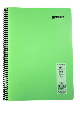 Mynote Flex A4 100 Yaprak Çizgisiz Spiralli Plastik Pastel Kapak Defter - 1