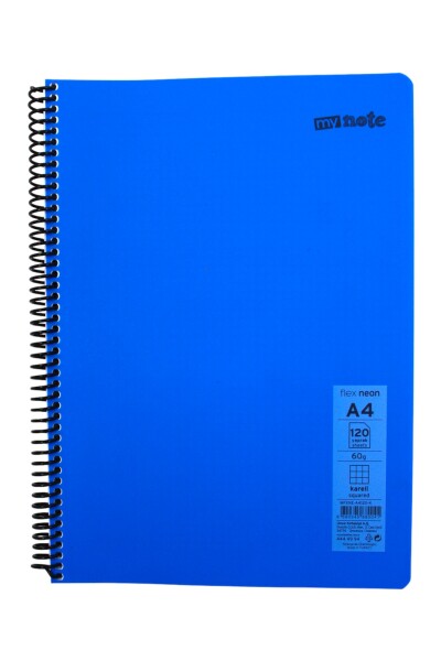Mynote Flex A4 120 Yaprak Kareli Spiralli Plastik Neon Kapak Defter - 31