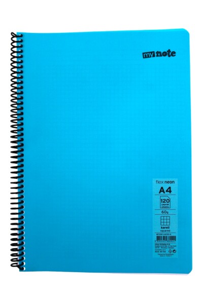 Mynote Flex A4 120 Yaprak Kareli Spiralli Plastik Neon Kapak Defter - 25