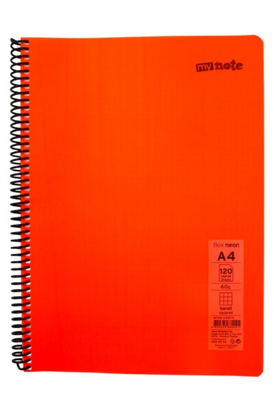 Mynote Flex A4 120 Yaprak Kareli Spiralli Plastik Neon Kapak Defter - 7