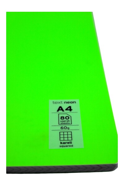 Mynote Text Neon A4 80 Yaprak Kareli Plastik Kapak Defter - 3