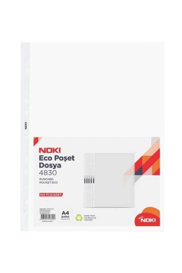 Noki A4 Eko Şeffaf Poşet Dosya 100