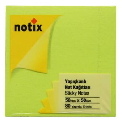 Notix Neon Yeşil Yapışkanlı Not Kağıdı 80 Yaprak 75 x 75 mm - 1