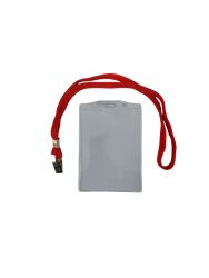 SARFF DİKEY ŞEFFAF KART POŞETİ 10x14.5 CM ( 5 ADET ) + SARFF KART ASKI İPİ KIRMIZI METAL KLİPSLİ ( 5 ADET ) SET - 3