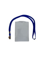 SARFF DİKEY ŞEFFAF KART POŞETİ 10x14.5 CM ( 5 ADET ) + SARFF KART ASKI İPİ MAVİ METAL KLİPSLİ ( 5 ADET ) SET - 3