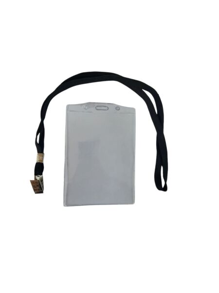 SARFF DİKEY ŞEFFAF KART POŞETİ 10x14.5 CM ( 5 ADET ) + SARFF KART ASKI İPİ SİYAH METAL KLİPSLİ ( 5 ADET ) SET - 3