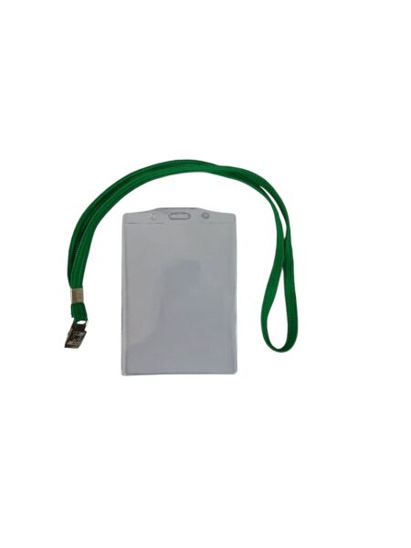 SARFF DİKEY ŞEFFAF KART POŞETİ 10x14.5 CM ( 5 ADET ) + SARFF KART ASKI İPİ YEŞİL METAL KLİPSLİ ( 5 ADET ) SET - 4