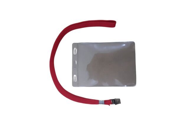 SARFF GÜVENLİK KART POŞETİ 11.5 x 16 cm CM ( 5 ADET ) + SARFF KART ASKI İPİ KIRMIZI METAL KLİPSLİ ( 5 ADET ) SET - 5