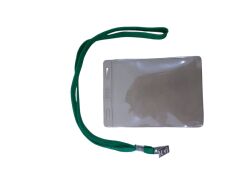 SARFF GÜVENLİK KART POŞETİ 11.5 x 16 cm CM ( 5 ADET ) + SARFF KART ASKI İPİ YEŞİL METAL KLİPSLİ ( 5 ADET ) SET - 5