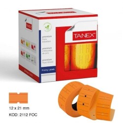 Taneks Turuncu Çizgili Etiketi 800'lü 12 x 21 mm - Taneks