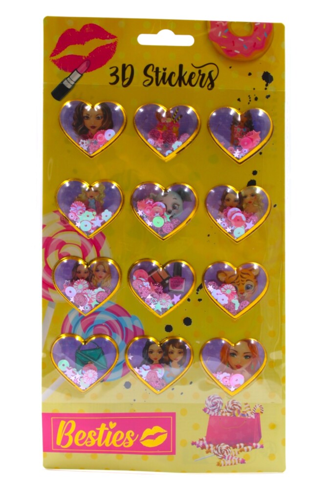 Kırtasiye Ofisi Besties 3d Stickers Pullu Işıltılı Kalp 7915