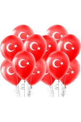 Türk Bayraklı Çift Taraflı Balon 10'lu Set - Kırtasiye Ofisi