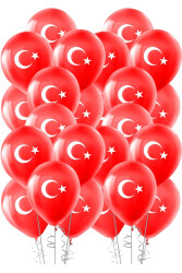 Türk Bayraklı Çift Taraflı Balon 25'li Set - 1