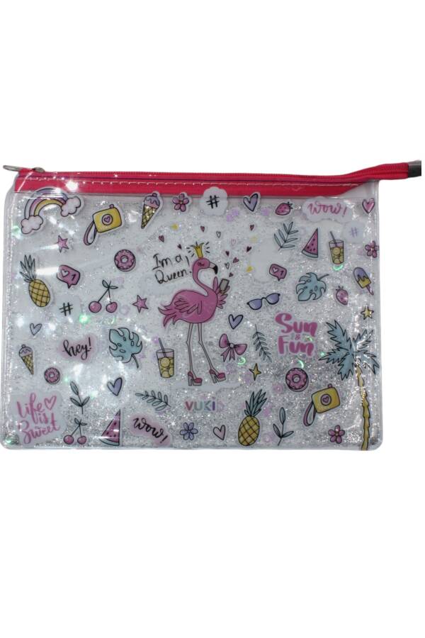 Vuki A4 Sulu Fermuarlı Şeffaf Dosya Vk-0073-03 Flamingo