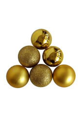 Uzy 2260 Yılbaşı Süsü Çam Ağacı Topu Altın 3,5 cm 6'lı - Uzy