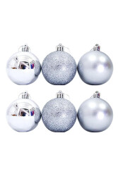 Uzy 2260 Yılbaşı Süsü Çam Ağacı Topu Gümüş 3,5 cm 6'lı - Uzy